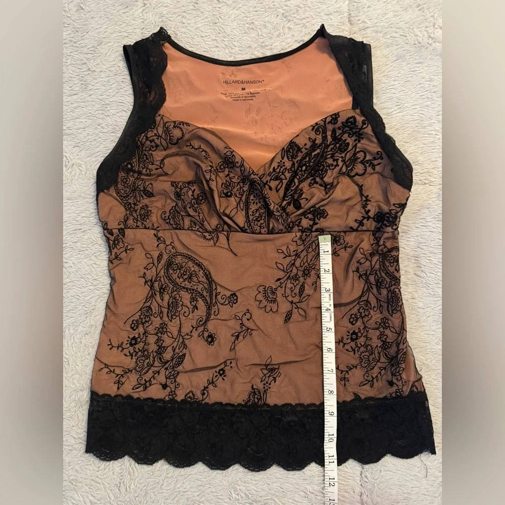 Hillard & Hanson Black & Cinnamon Sleeveless Bustier Style Tank Top - Picture 12 of 13
